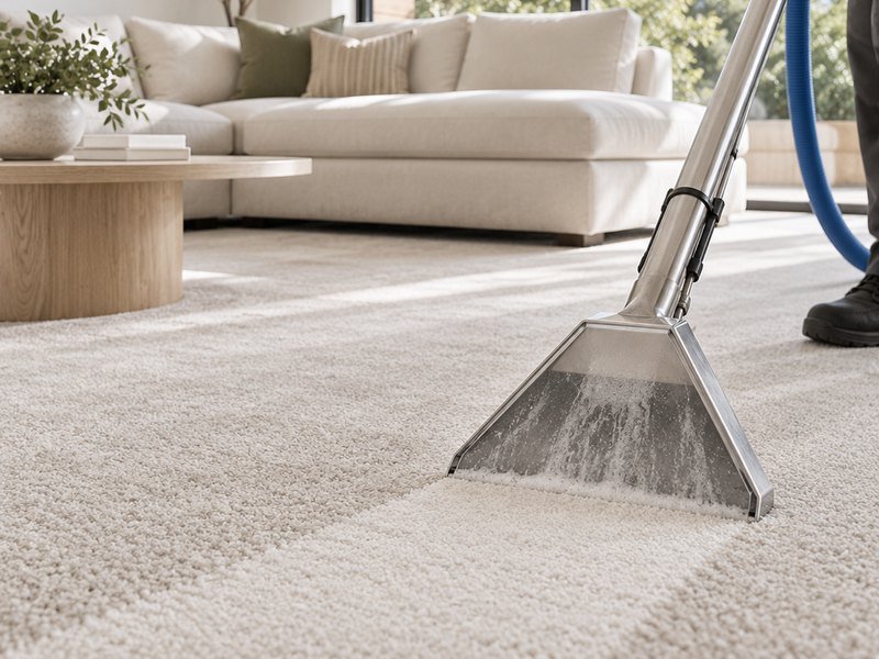 Carpet-cleaning wand on a residential carpet