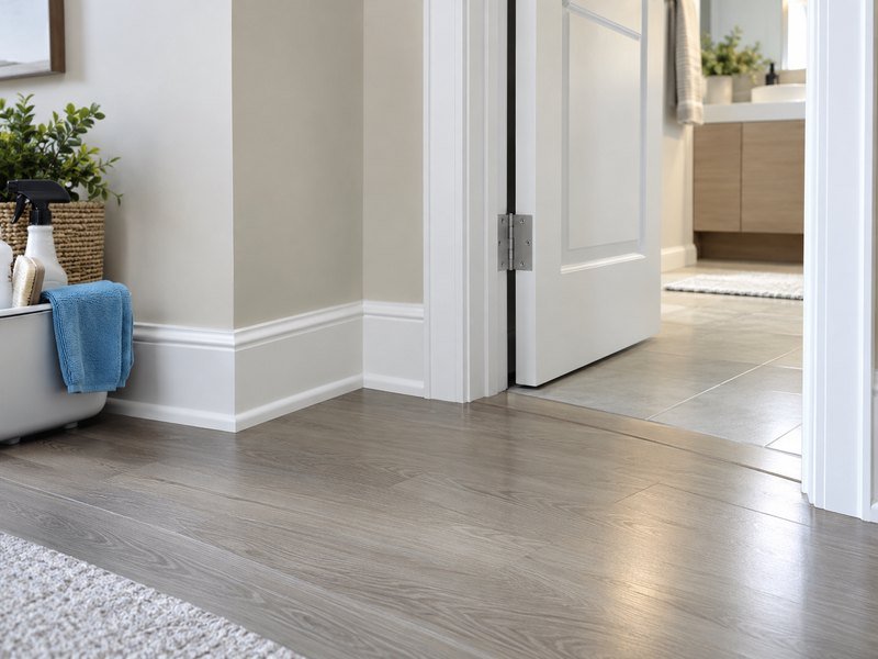 Cleaning of skirting and a door frame