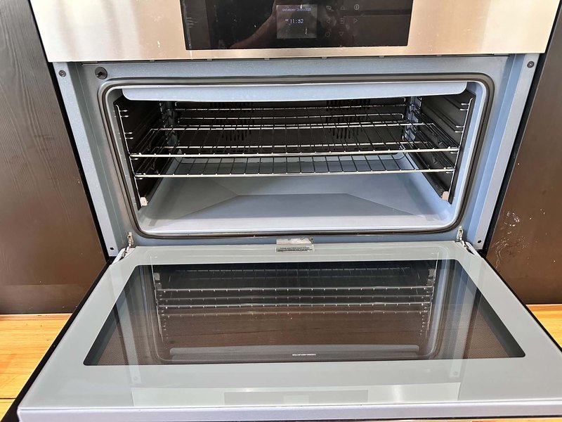 Oven interior and open door after cleaning