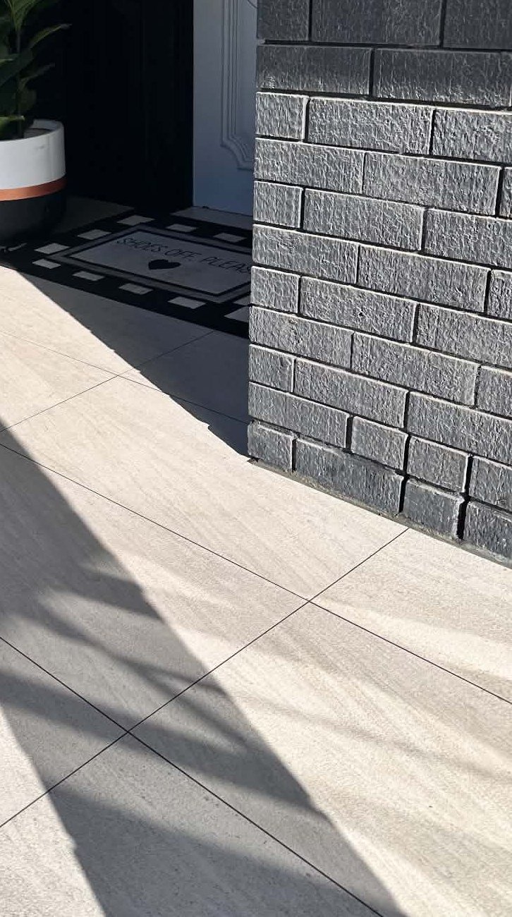 Residential entrance tiles after pressure washing